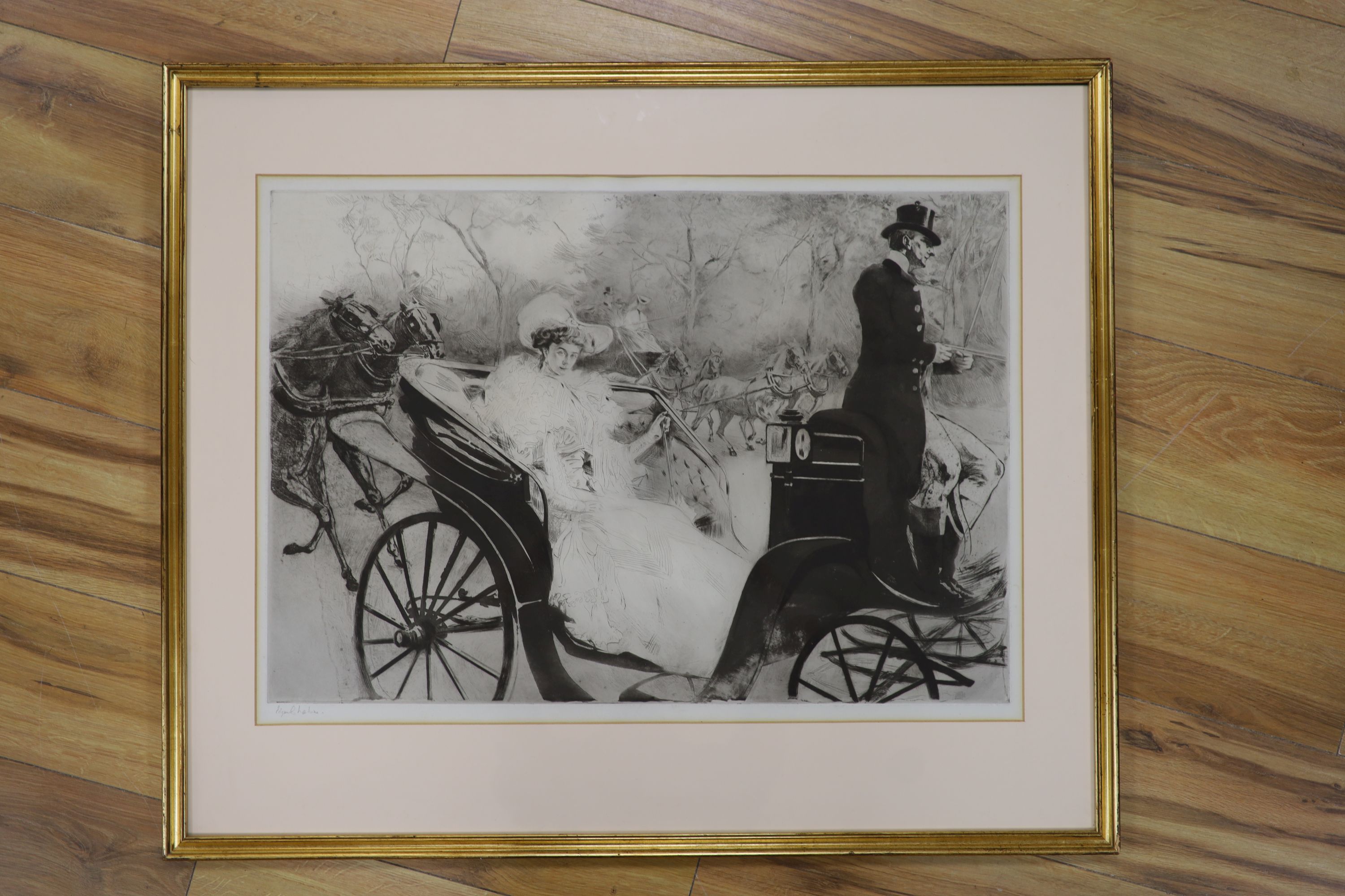 Edgar Chahine (1874-1947), drypoint etching, La Promenade, signed in pencil 1902, from the edition of 100, 46 x 66cm
